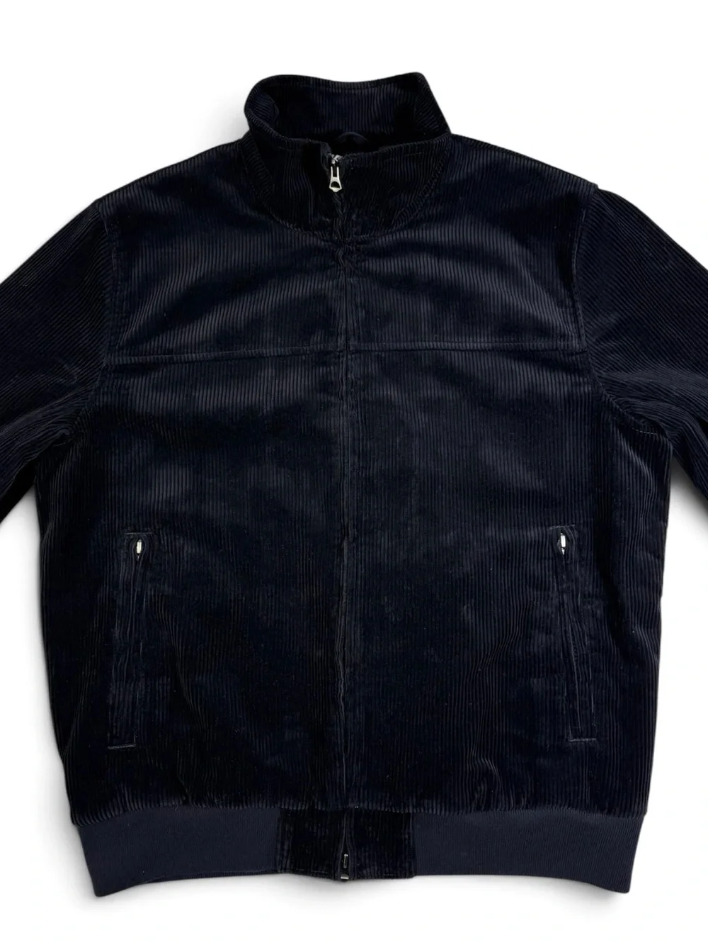 J.Crew Dark Navy Corduroy Bomber Jacket Plaid Wool Lined Men’s Medium NWT